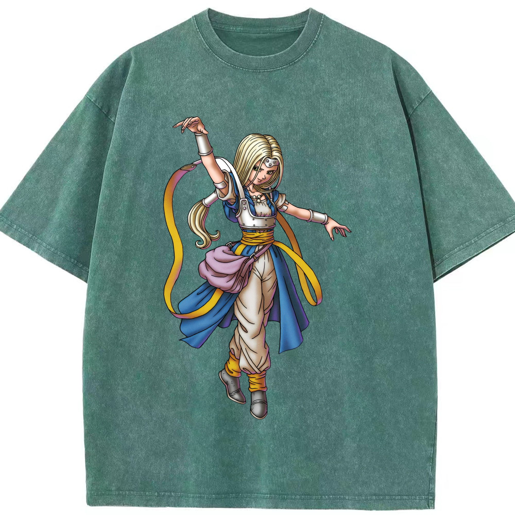（画像用） ドラゴンクエスト Doragon Kuesuto Dragon Quest 綿100% ヴィンテージ風 半袖Tシャツ（フロントプリント）
